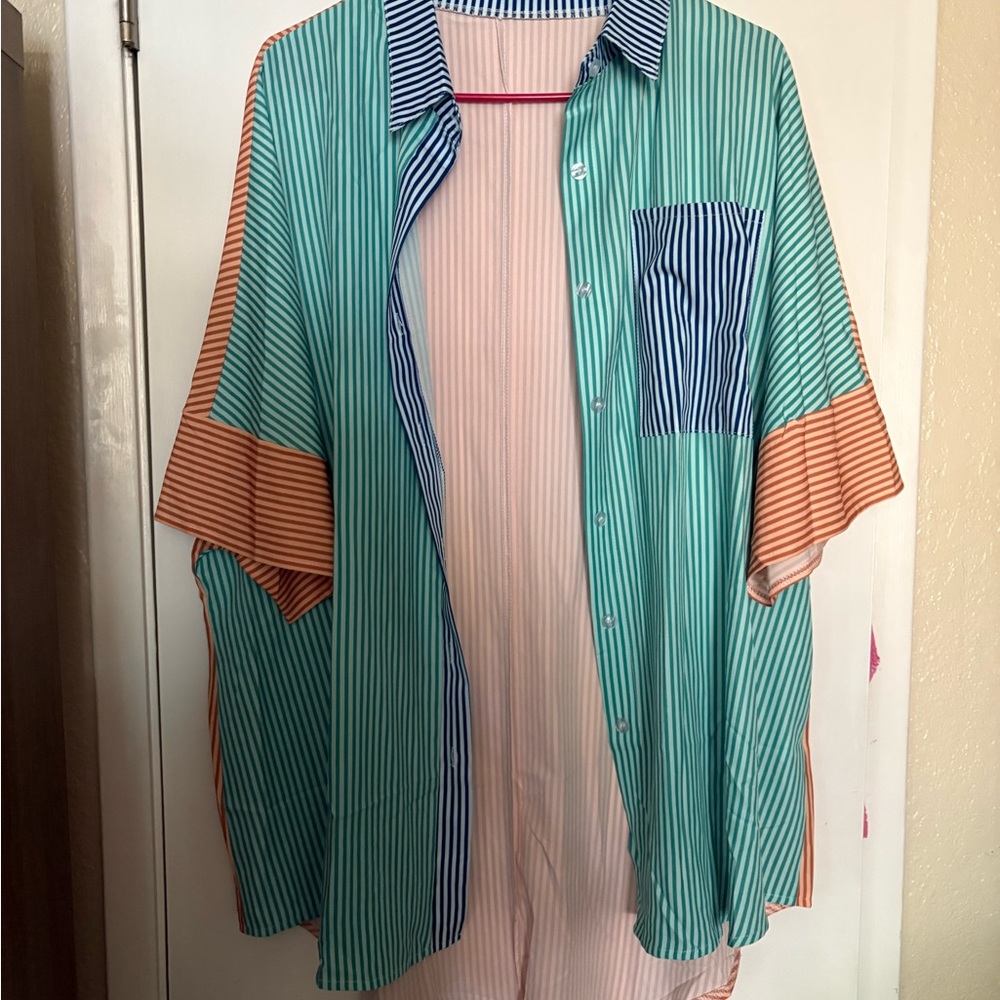 Striped Multicolor Button-Up Shirt